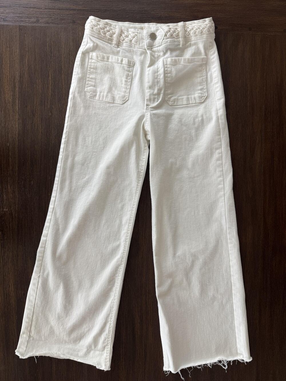 OAT New York Jeans Womens 26 / 2 White High Rise Wide Leg Crop Stretch Denim